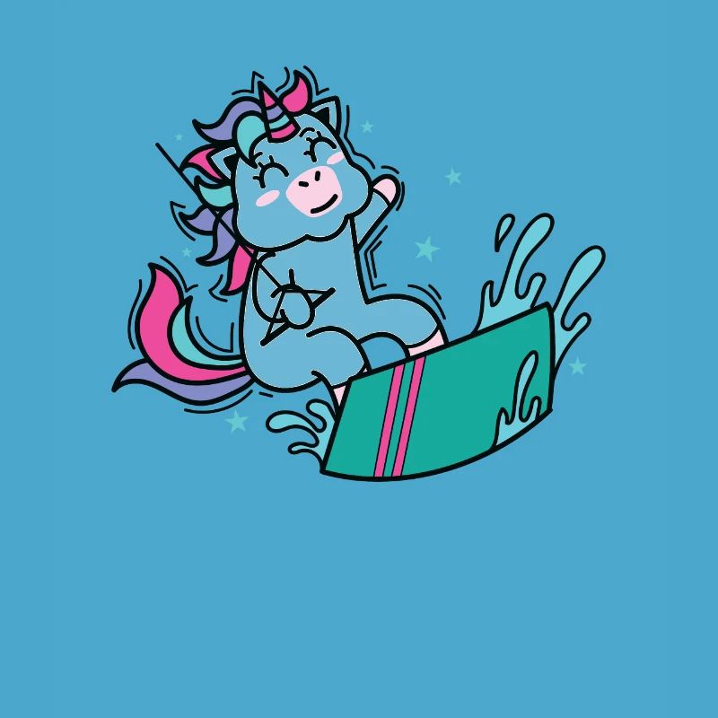 Einhorn beim Kite oder Wakeboarden