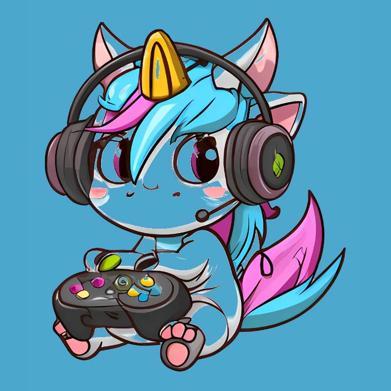 00234 süßes Einhorn mit Headset und Controller