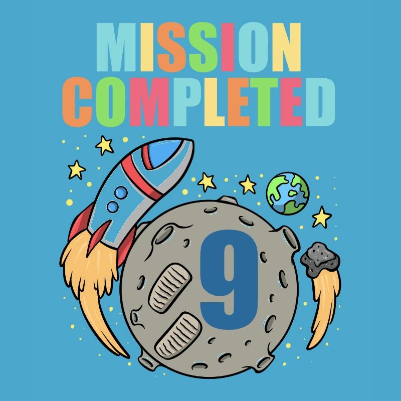 Space Birthday 9 Astronaut Planets Rocket Ship