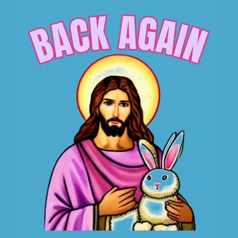 easter bunny with easter egg and jesus