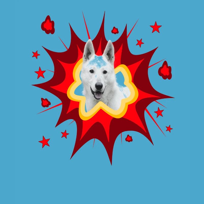 Comic Dog Design - Pow - White Shepherd