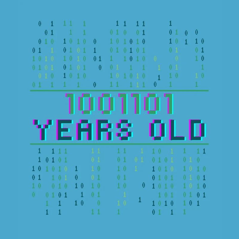 77th Birthday 77 years old Binary Code Computer Science
