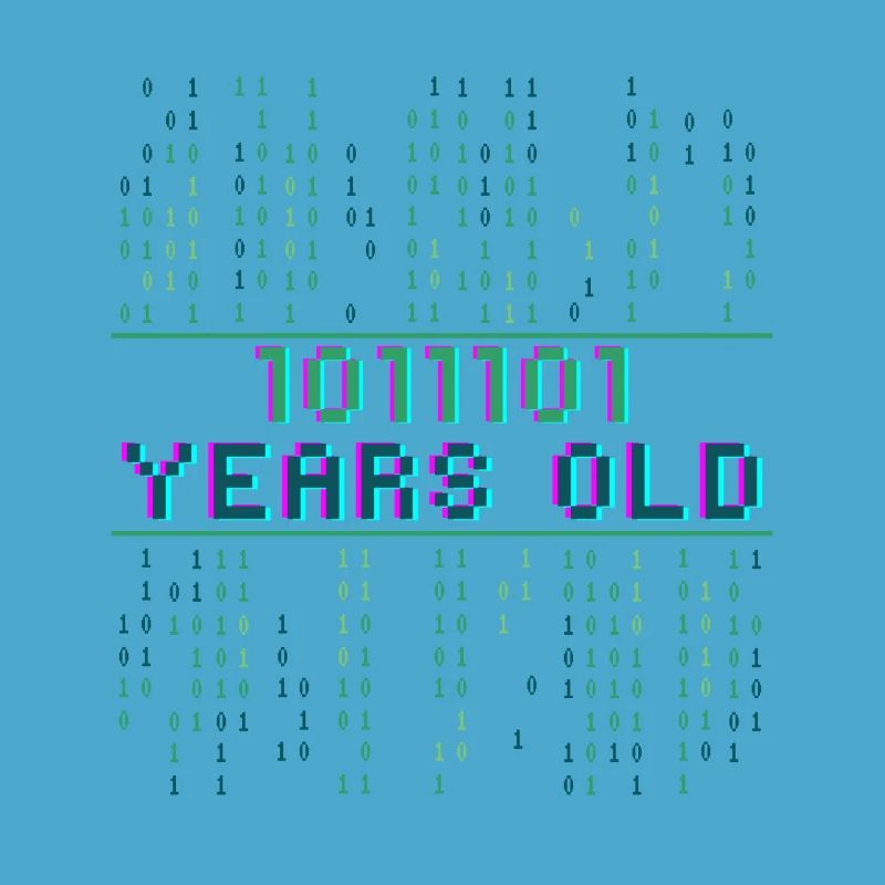 93rd Birthday 93 years old Binary Code Computer Science