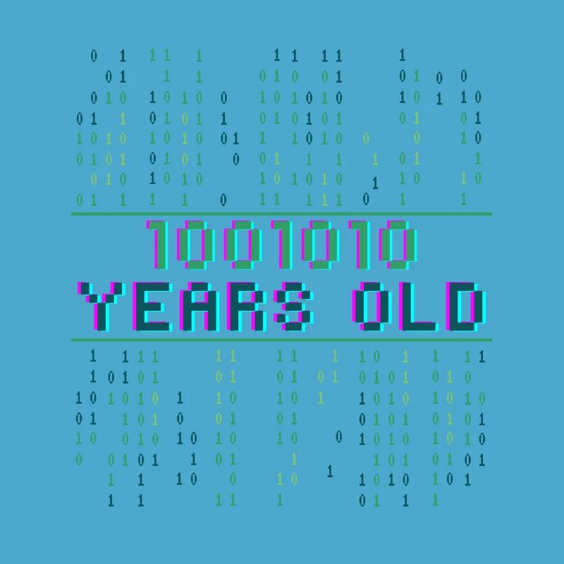 74th Birthday 74 years old Binary Code Computer Science
