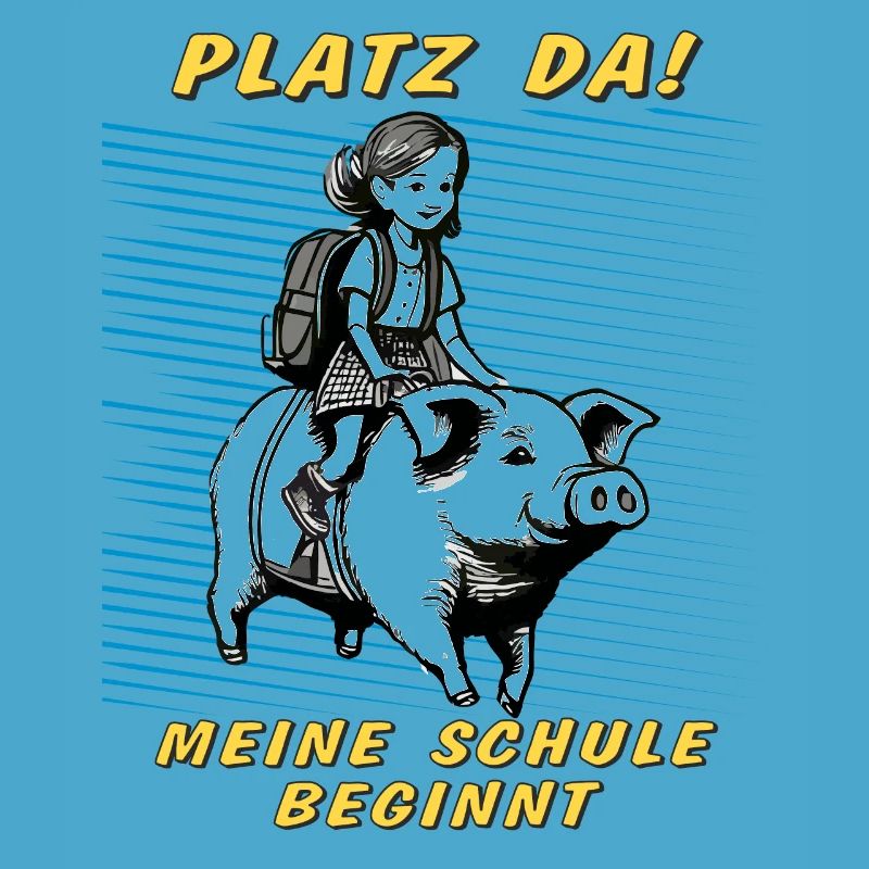 SCHWEIN KIND MÄDCHEN SCHULE BEGINNT