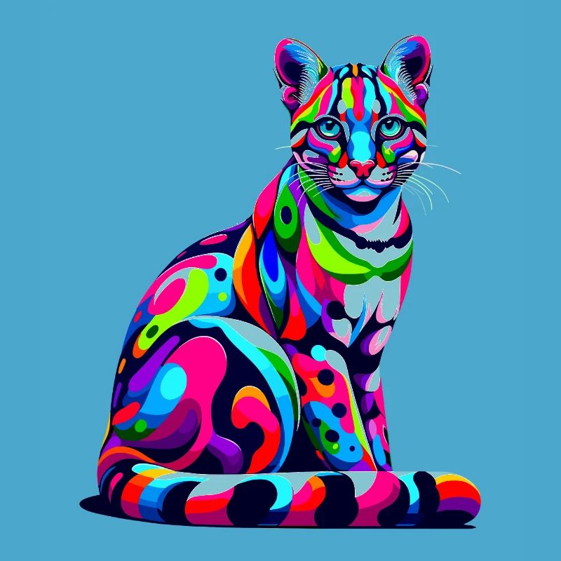 Colorful Pop Art Ocelot Ocelots Dwarf Leopard