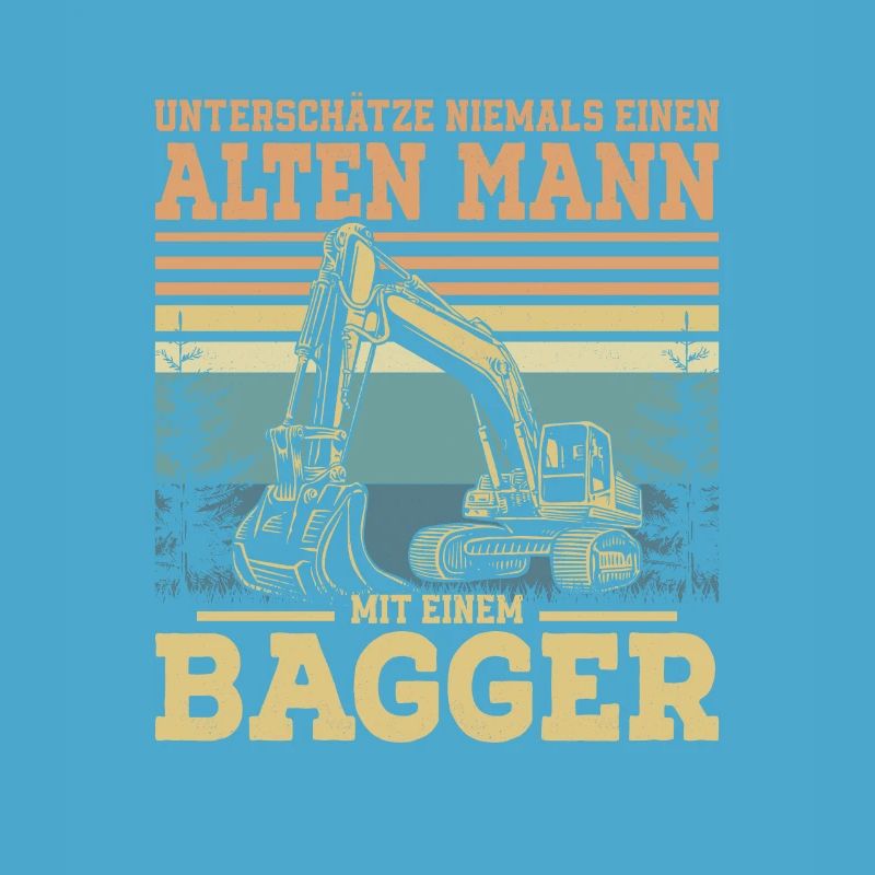 Alten Mann mit einem Bagger Baggerfahrer Bau