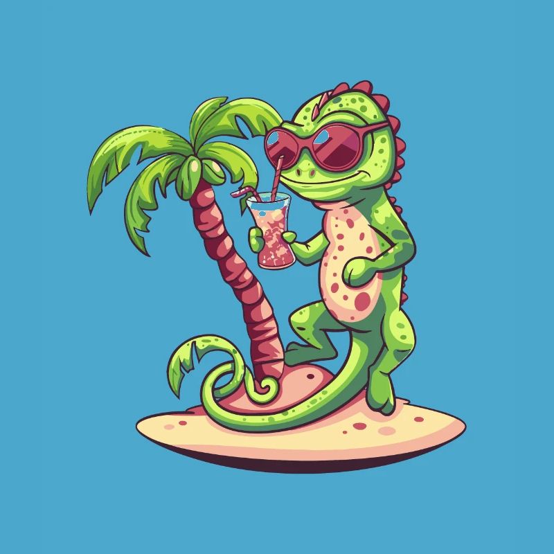 Chameleon Sommer Strand Comic