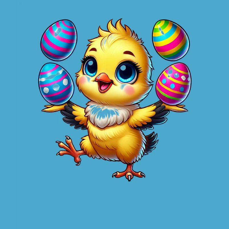 Easter Chicken Chick Easter Egg Juggling