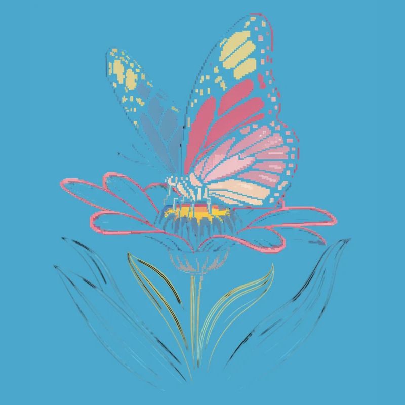 Papillon vibrant sur la conception de la fleur