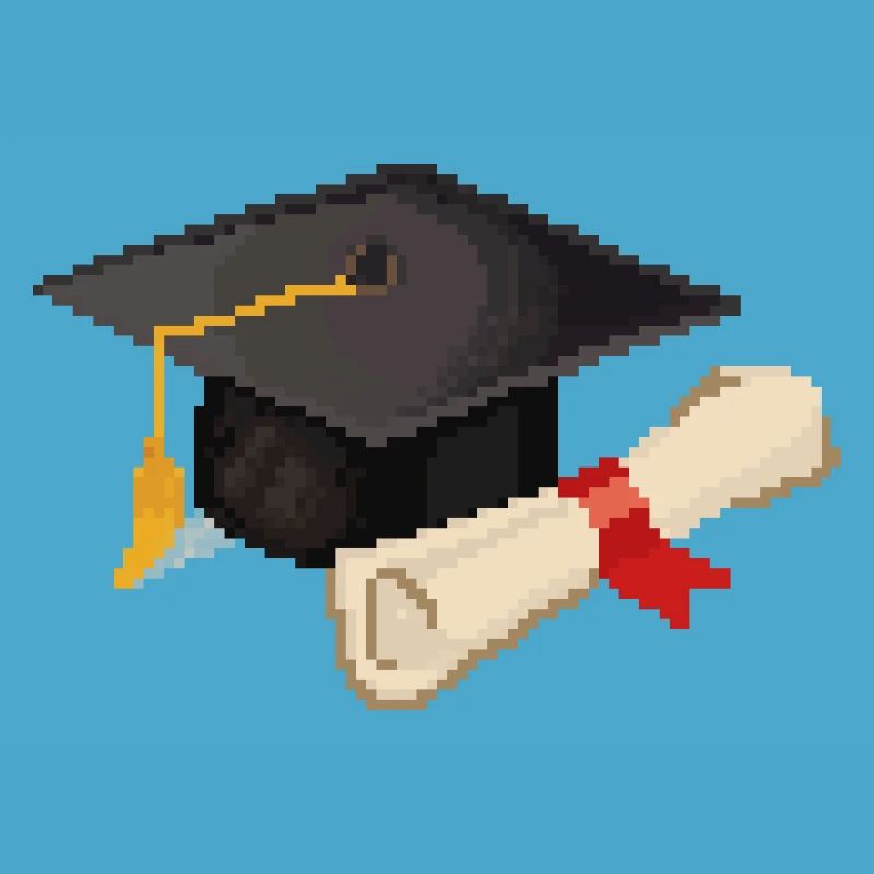 Retro Pixel Uni Abschluss