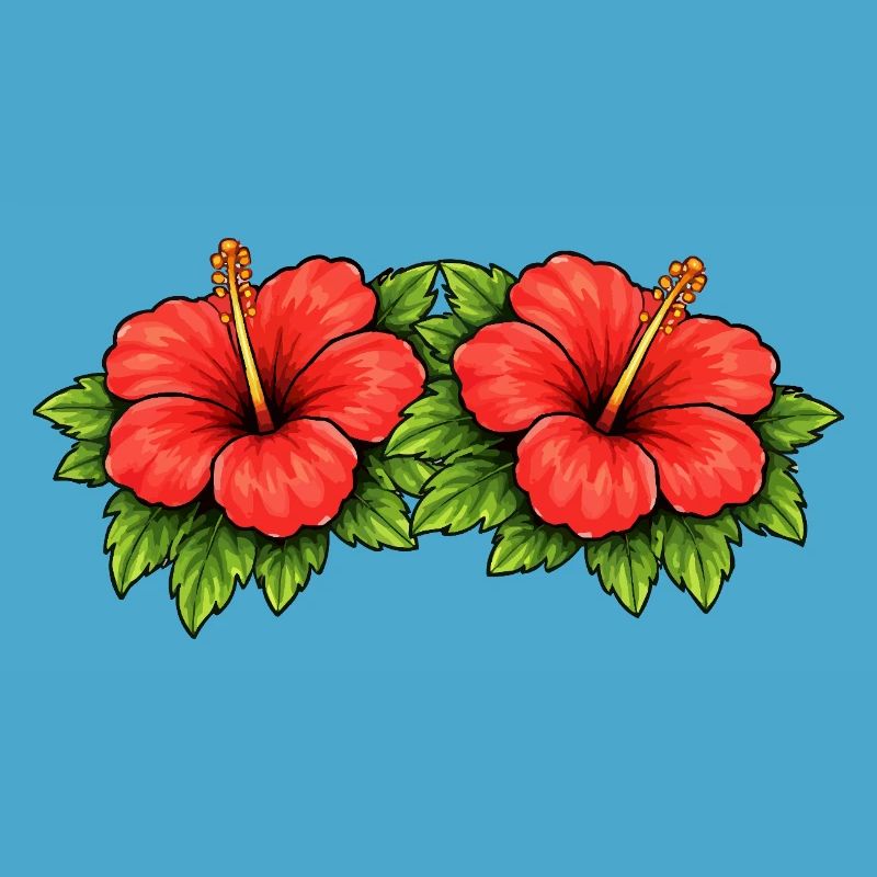 Double Hibiscus Tropics Pattern