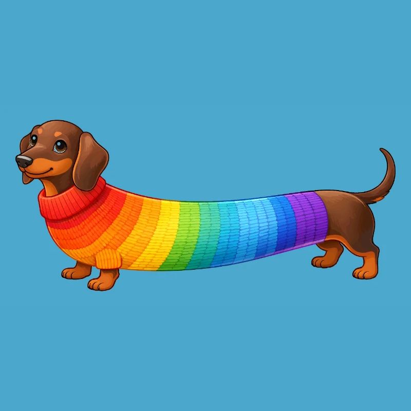 Dackel mit Regenbogen Pullover 