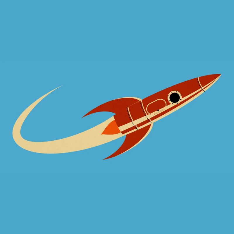 Fusée spatiale rouge