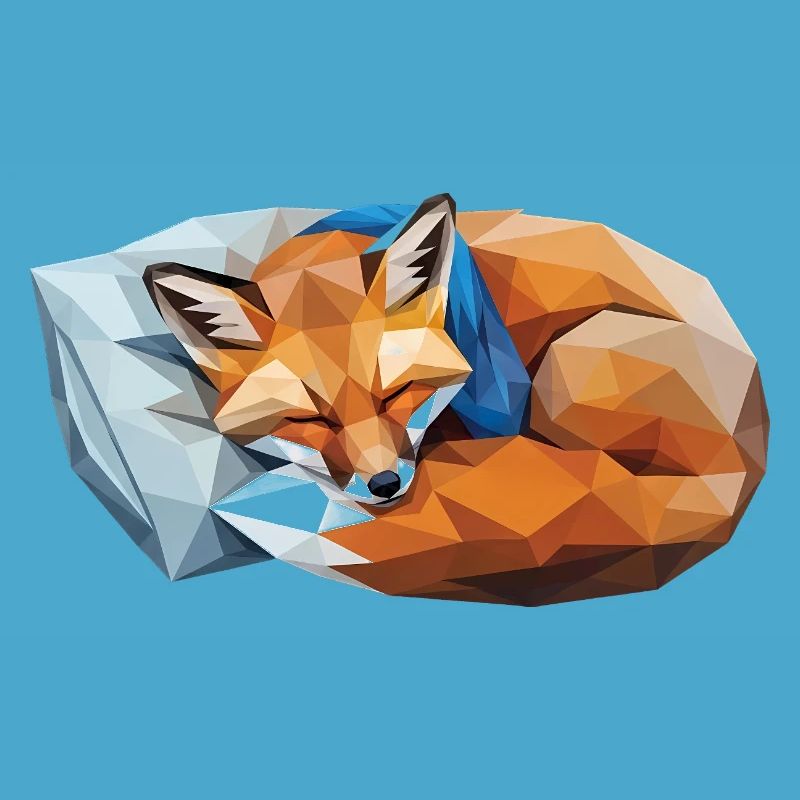 Sleeping Fox in Polygon Style