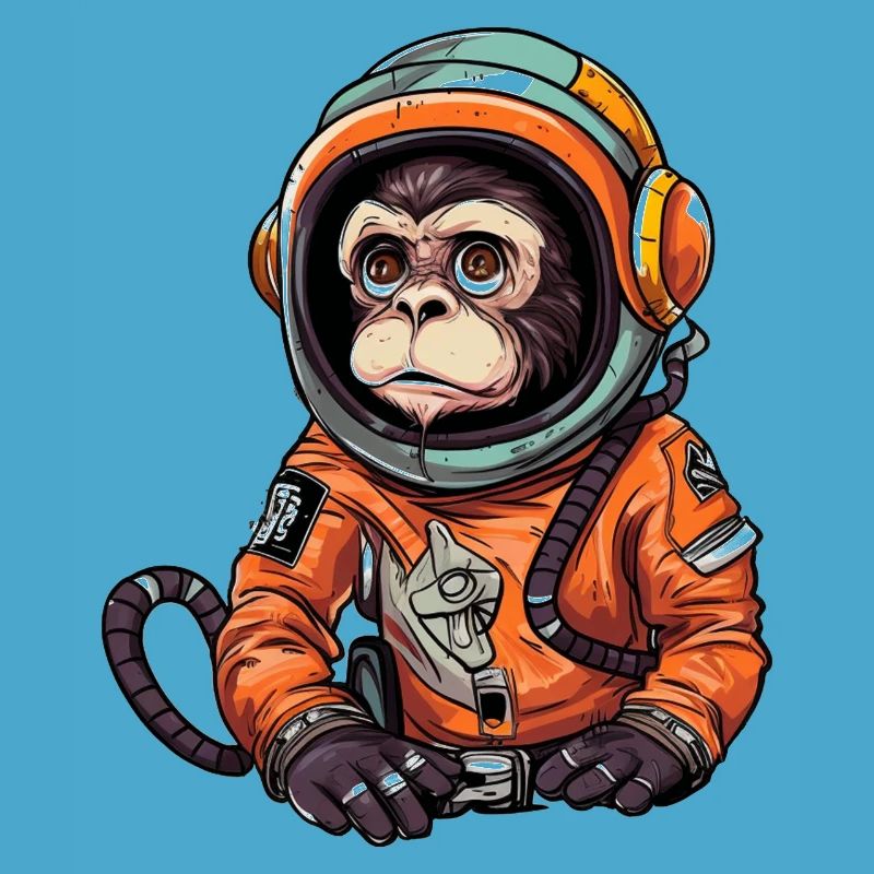 Space Monkey Retro Drawing