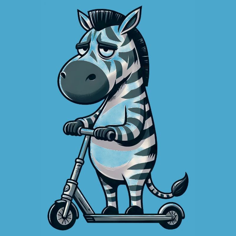 Grumpy Zebra Scooter Comic Scooter Fun