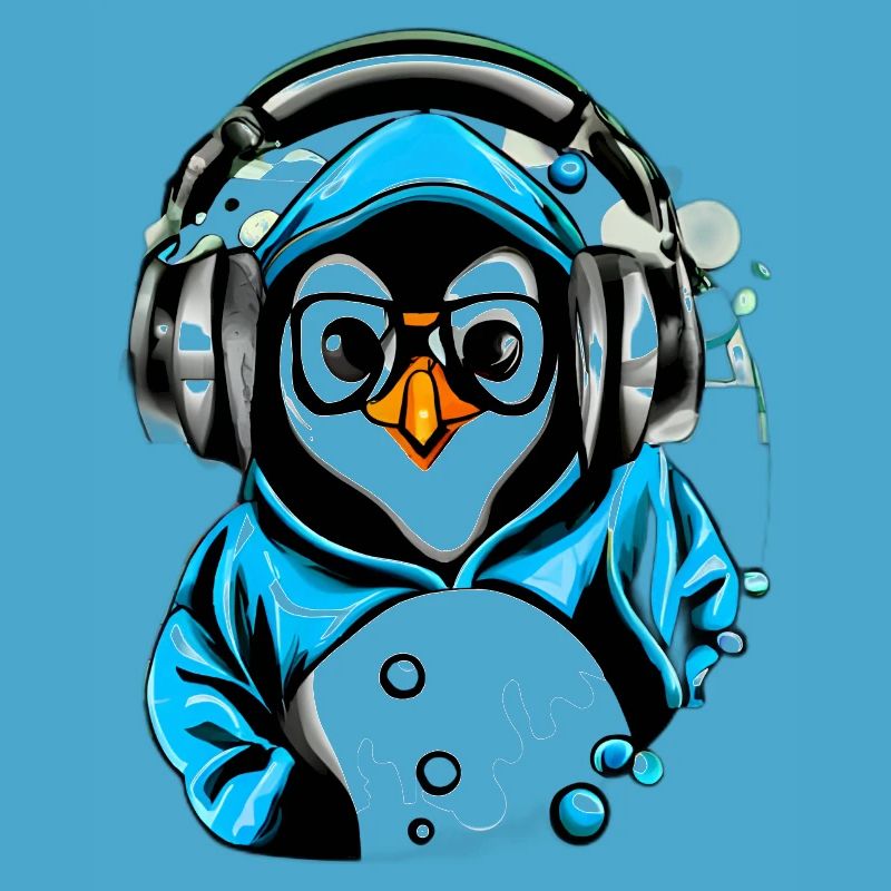 Pinguin mit blauen Pullover