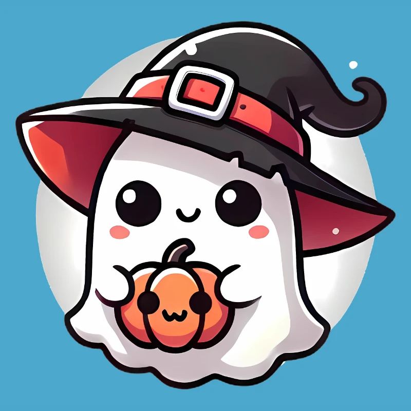 Fantôme d’Halloween mignon avec chapeau de sorcière