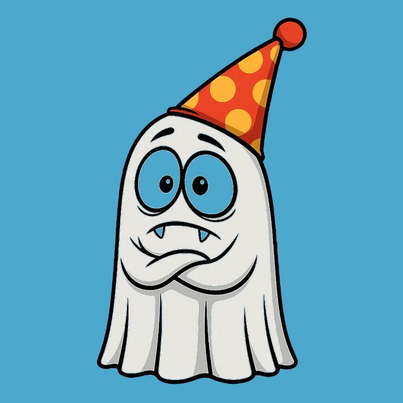 Grumpy Ghost with Party Hat