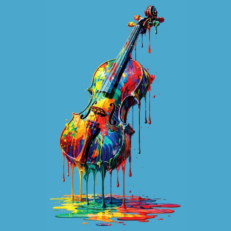 Violin with dripping paint