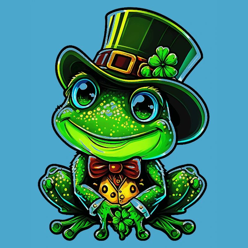 Grenouille joyeuse avec chapeau haut de forme de la Saint-Patrick