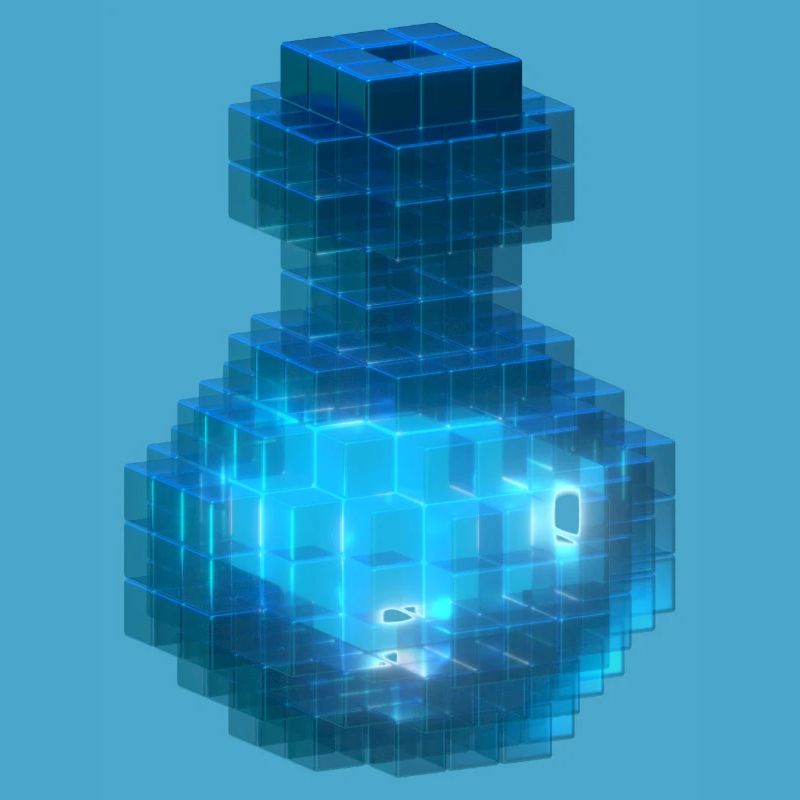 Witch Wizard Magic Potion Cube Bottle Ocean Blue