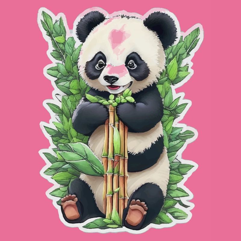 Panda bear eats bamboo