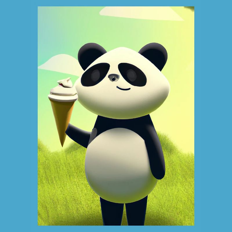 Panda mit Eiscreme