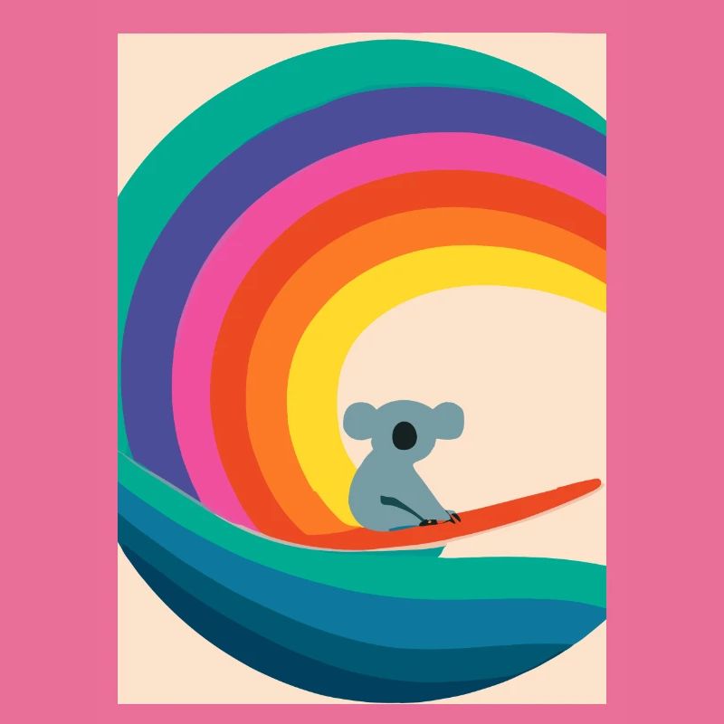 Surfender Regenbogen-Koala