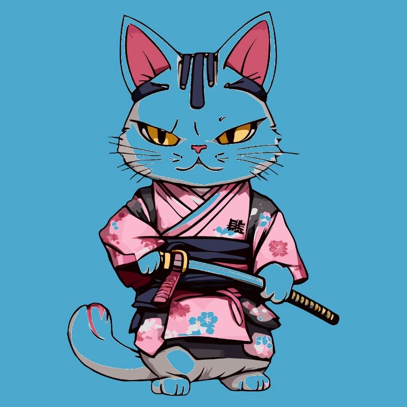 Chat samouraï & fleurs de cerisier #2