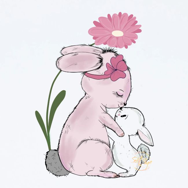 Süßes Hasendesign Mutter mit Kind