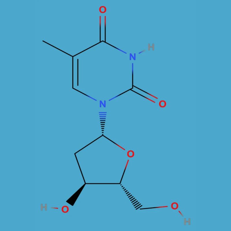 Molécule de thymidine - Formule structurale colorée