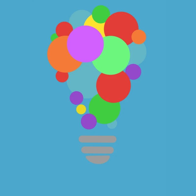 CREATIVITY lightbulb with white print