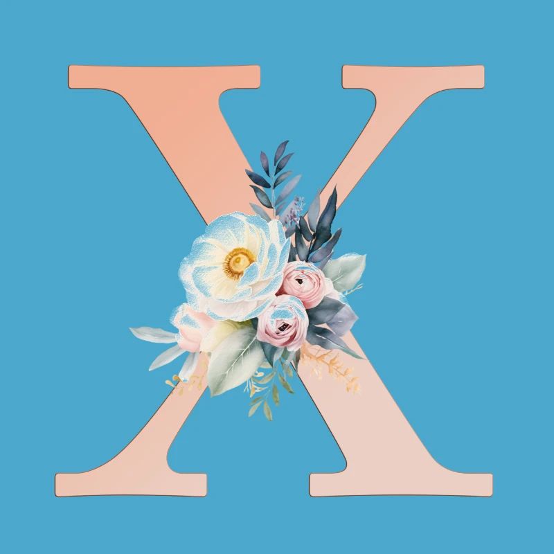 X Monogram, Floral, Boho