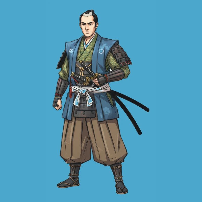 Edo Samurai in Blue Jacket
