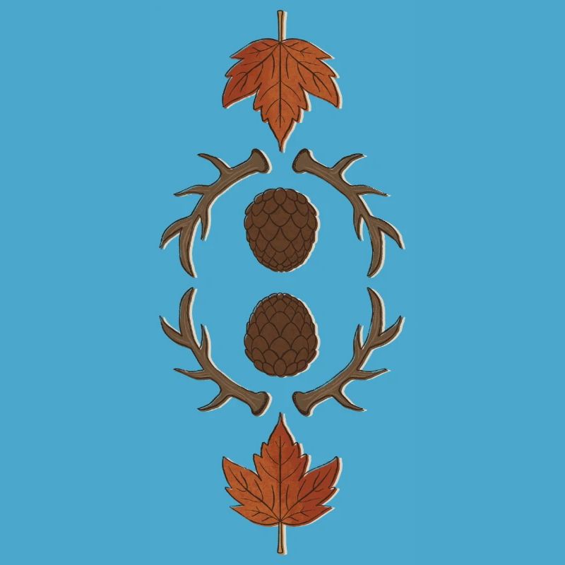 Autumn Pinecone Antlers Maple Leaf