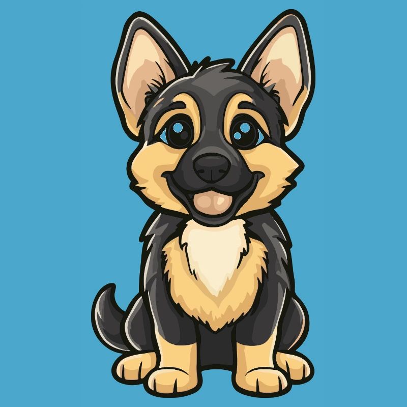 German Shepherd Hund Comic Niedlich