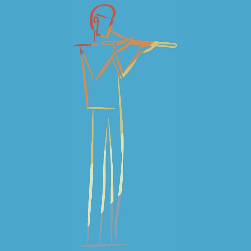 Flute Player Drawing Retro