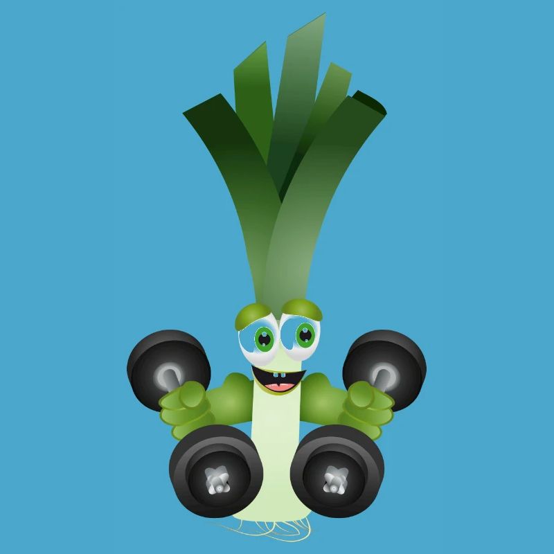A bar of leeks with dumbbells while exercising