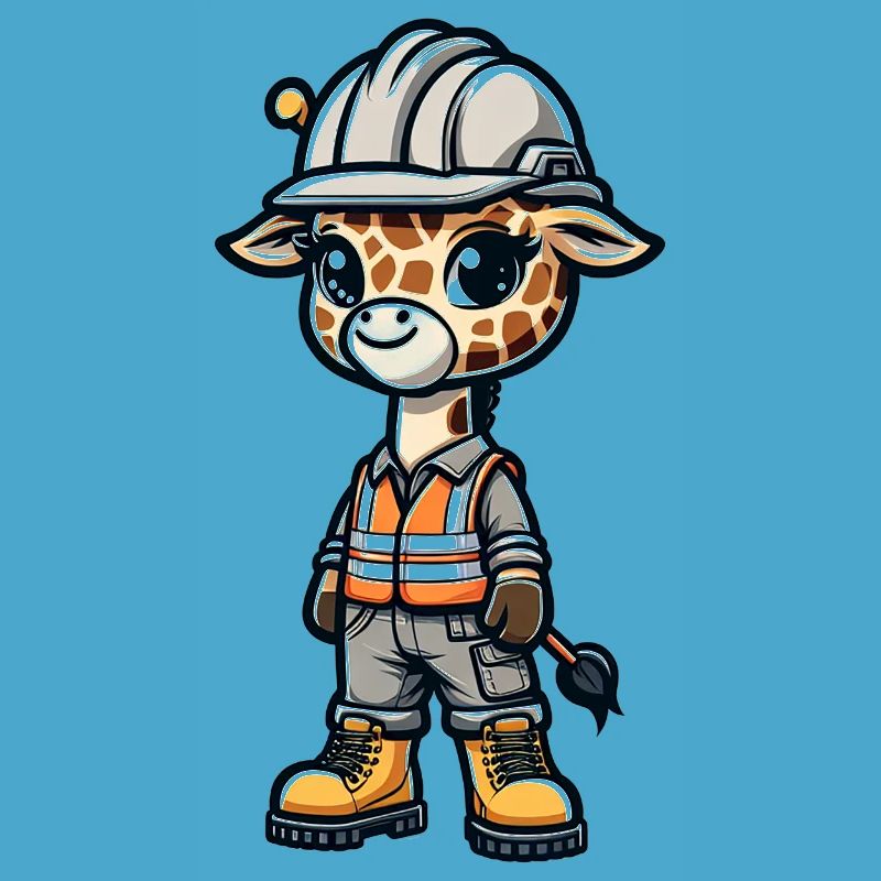 Cute Giraffe Construction Worker