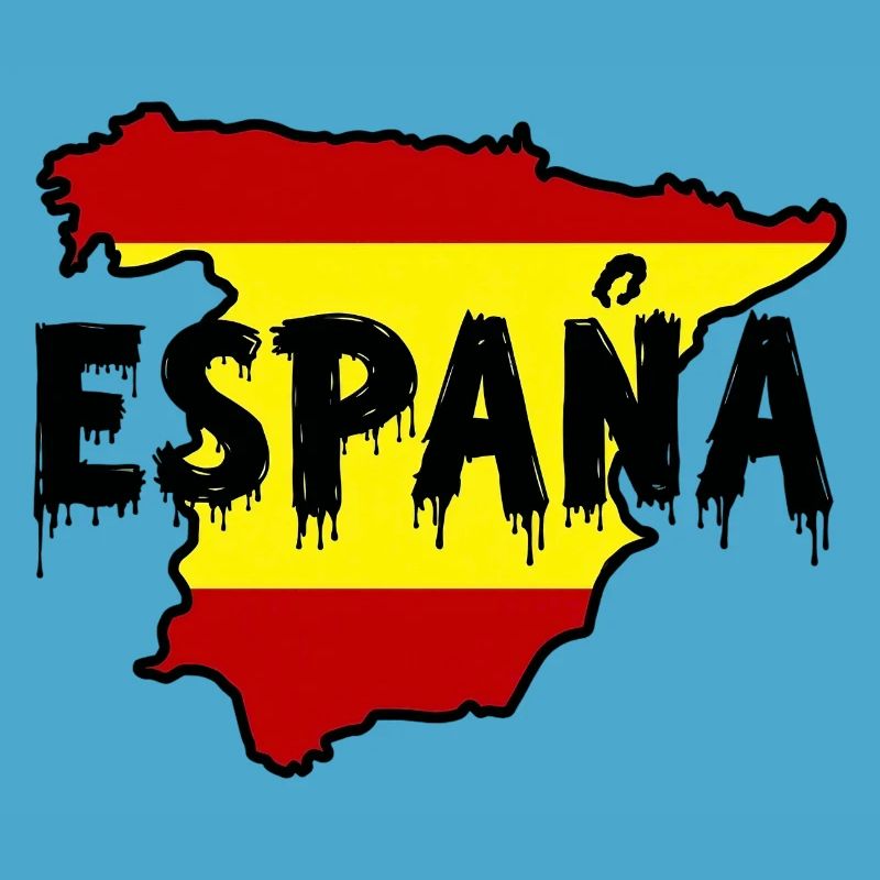 España Map with Dripping Text Design