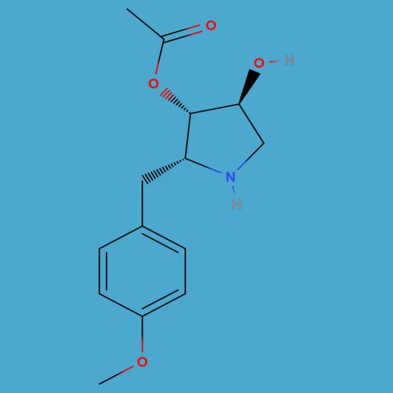 Molécule d’anisomycine - Formule structurale colorée