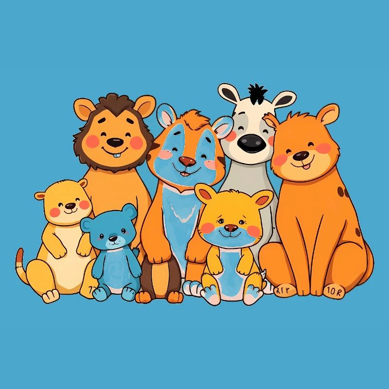 Verspielte Tierfamilie Comic Design