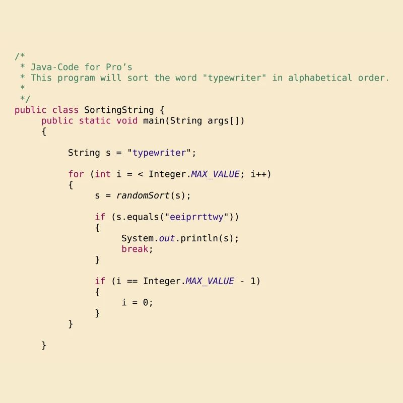 lustiger Java Code zum Sortieren