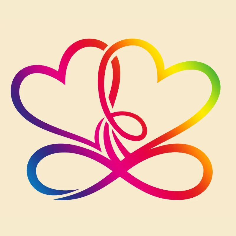 Deux cœurs Arc-en-ciel Infinity Love CSD LGBT