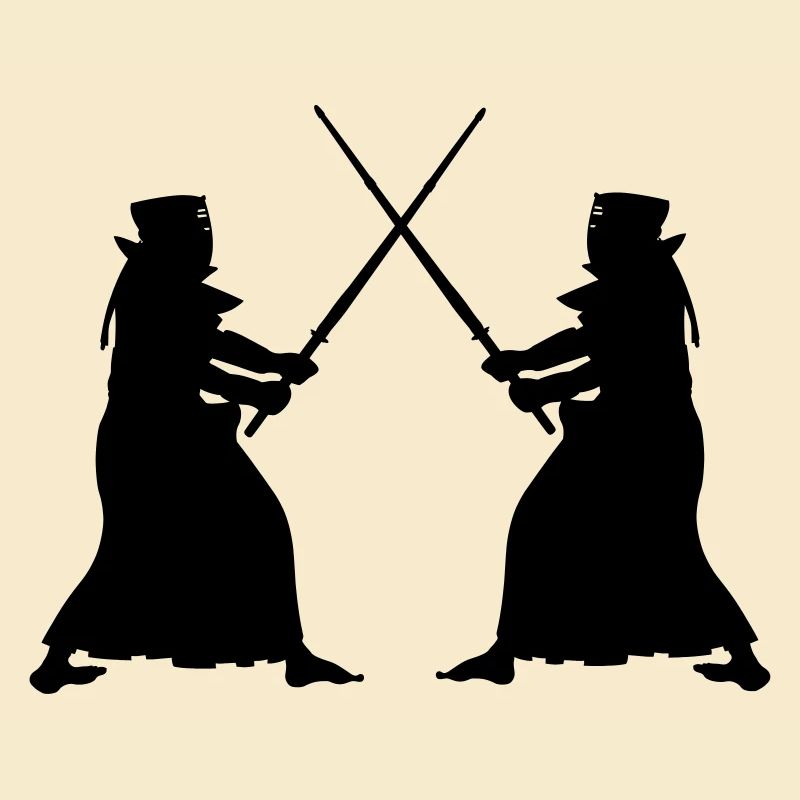 Kendo deux Kendoka en mode combat figures d’ombre
