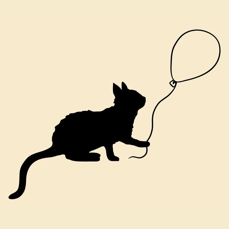 Luftballon Kätzchen spielt Umriss