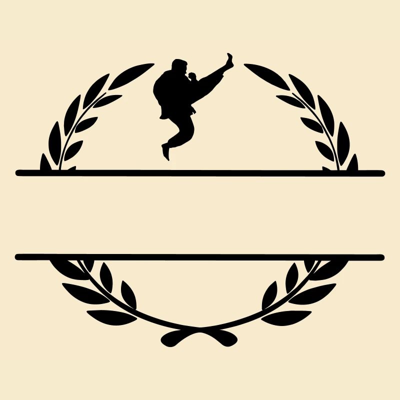 Karate oder Taekwondo gesprungener Schaufel Lorbeerkranz