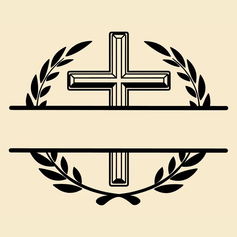 Laurel wreath with cross cutout